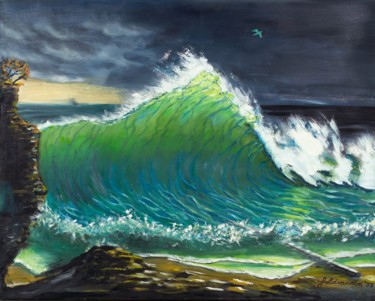 Malerei mit dem Titel "Stürmische See" von Weralgos, Original-Kunstwerk, Öl