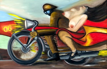 Malerei mit dem Titel "Harley Davidson enf…" von Weralgos, Original-Kunstwerk, Öl