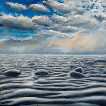 Malerei mit dem Titel "Wattenmeer" von Weralgos, Original-Kunstwerk, Öl