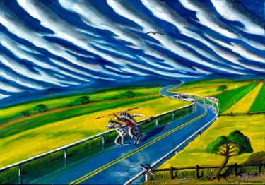 Painting titled "Country - Roads" by Weralgos, Original Artwork, Oil
