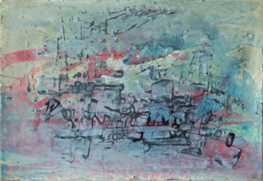 Malerei mit dem Titel "misty harbour" von Werner Schaile, Original-Kunstwerk, Öl