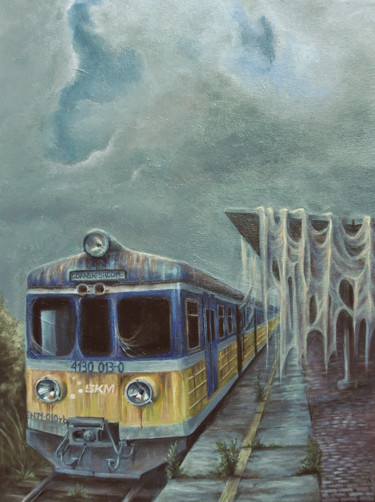 Painting titled "Train" by Weronika Błoch, Original Artwork, Acrylic