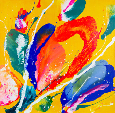 Картина под названием "Summer in bloom" - Weronika Dylag, Подлинное произведение искусства, Акрил Установлен на Деревянная р…