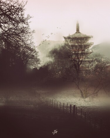 Digital Arts titled "Pagoda" by Wesley Duong, Original Artwork, Digital Painting