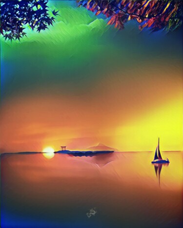 Digital Arts titled "Rising Sun" by Wesley Duong, Original Artwork, Digital Painting