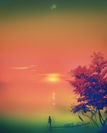 Digital Arts titled "Evening Sun" by Wesley Duong, Original Artwork, Digital Painting
