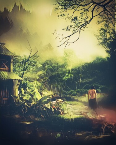 Digitale Kunst mit dem Titel "Rain of Vietnam" von Wesley Duong, Original-Kunstwerk, Digitale Malerei