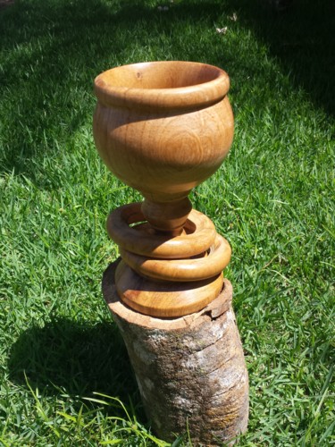 Sculpture titled "Cálice com 2 anéis…" by Wesley Arantes, Original Artwork, Wood