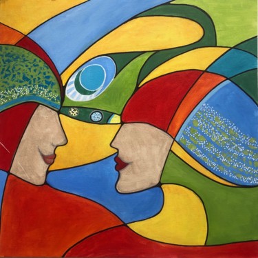 Painting titled "Together" by Elizaveta Serdechnikova, Original Artwork, Acrylic