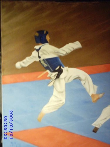 Pittura intitolato "taekwondo2 mouvement" da Claude Wetteren, Opera d'arte originale