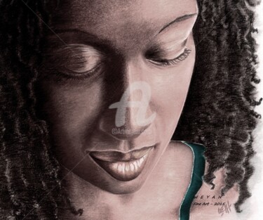 Drawing titled "Pensive" by Weyah, Original Artwork, Pastel