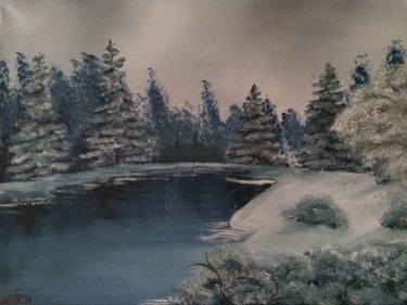 Schilderij getiteld "Sneeuwbeek" door Randy Weyten, Origineel Kunstwerk, Acryl