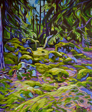 Painting titled "Forest 3" by Eva Carty, Original Artwork, Acrylic Mounted on Wood Stretcher frame