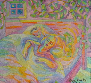 Pittura intitolato "Tomten" da Eva Carty, Opera d'arte originale, Olio Montato su Cartone