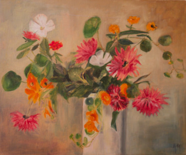Peinture intitulée "Bouquet volubile" par Annick Milin, Œuvre d'art originale, Huile