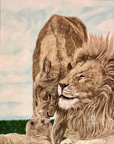 Painting titled "For The Love Of A F…" by Whitebear Native Art, Original Artwork, Acrylic Mounted on Wood Stretcher frame