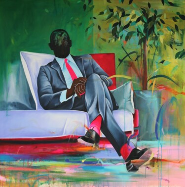 Malarstwo zatytułowany „Salon D'attente 2” autorstwa Ley Mboramwe, Oryginalna praca, Akryl