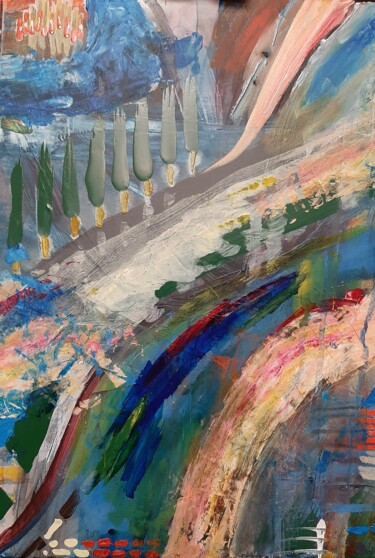 Tuscany Landscape Pittura intitolato "Tuscany Landscape" da Wibaa, Opera d'arte originale, Olio Montato su Telaio per barella in legno