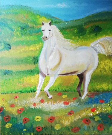 Painting titled "Horse 2" by W Z, Original Artwork, Oil