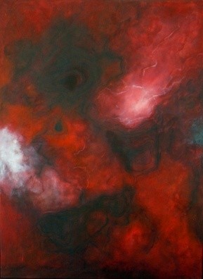 Painting titled "Große Rote Magie" by Christian Wiegandt, Original Artwork