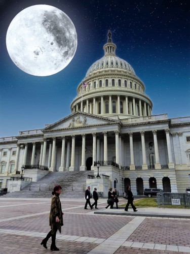 Fotografía titulada "Full Moon over U.S.…" por W. Marek Cholody, Obra de arte original, Fotografía manipulada