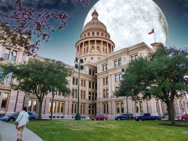Photography titled "Full Moon over Texa…" by W. Marek Cholody, Original Artwork, Manipulated Photography