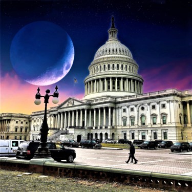 Photography titled "The Moon over U.S.…" by W. Marek Cholody, Original Artwork, Manipulated Photography