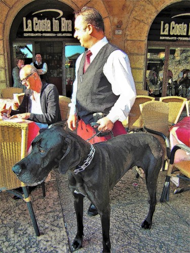 Photography titled "Waiter with a dog f…" by W. Marek Cholody, Original Artwork, Manipulated Photography