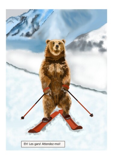 Drawing titled "Sur les skis." by Wiktoria Hel, Original Artwork, Digital Painting