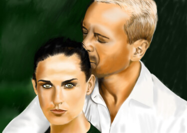 Digitale Kunst mit dem Titel "DEMI AND BRUCE" von Wiktoria Hel, Original-Kunstwerk, Digitale Malerei