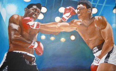 Painting titled "Ali VS Floyd Patter…" by Wiktoria Hel, Original Artwork, Acrylic