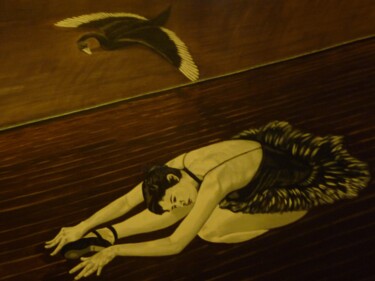 Painting titled "Black Swan" by Wiktoria Hel, Original Artwork, Acrylic