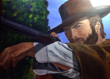 Painting titled "CLINT EASTWOOD DANS…" by Wiktoria Hel, Original Artwork, Acrylic