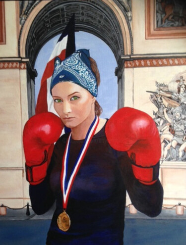 Painting titled "manon-la-championne…" by Wiktoria Hel, Original Artwork, Acrylic