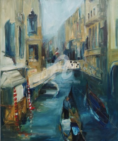 Painting titled "VENETIAN CANAL" by Wiktoria Kania, Original Artwork, Oil