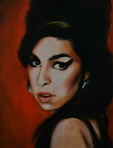 Painting titled "Amy Winehouse" by Wiktoria Pydo, Original Artwork, Oil