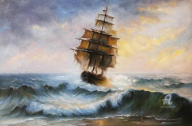 Painting titled "Seascape" by Wiktoria Pydo, Original Artwork, Oil