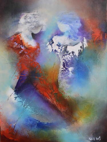 Картина под названием "Eloise 23-01" - Wil Lof, Подлинное произведение искусства, Акрил Установлен на Деревянная рама для но…