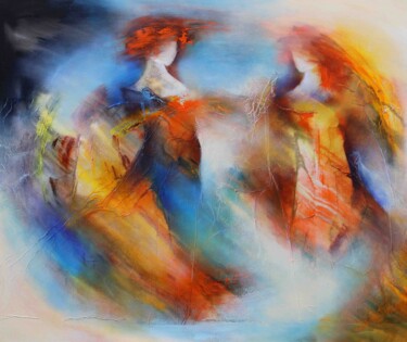 Картина под названием "Rendez-Vous 19-03" - Wil Lof, Подлинное произведение искусства, Акрил Установлен на Деревянная рама д…