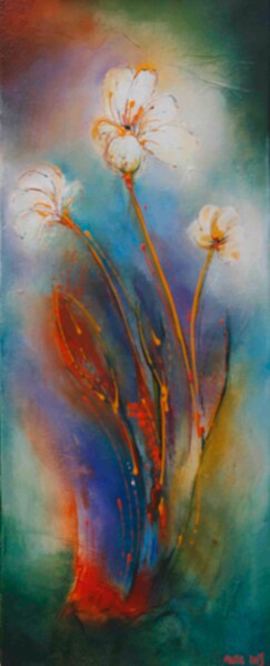 Картина под названием "Fleur 12-01" - Wil Lof, Подлинное произведение искусства, Акрил Установлен на Деревянная рама для нос…