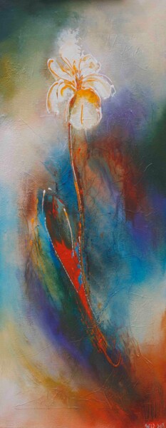 Картина под названием "Fleur 12-02" - Wil Lof, Подлинное произведение искусства, Акрил Установлен на Деревянная рама для нос…