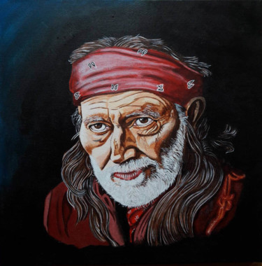 Malerei mit dem Titel "willie-nelson-50x50…" von Dibidäbi, Original-Kunstwerk, Acryl