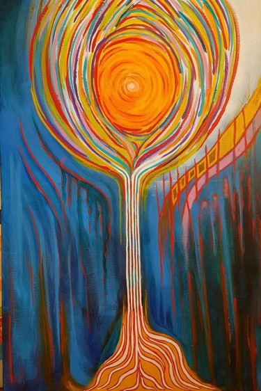 Malerei mit dem Titel "tree-of-life-60x80c…" von Dibidäbi, Original-Kunstwerk, Acryl