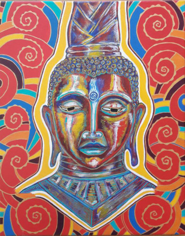 Peinture intitulée "buddha-40x50cm.jpg" par Dibidäbi, Œuvre d'art originale, Acrylique