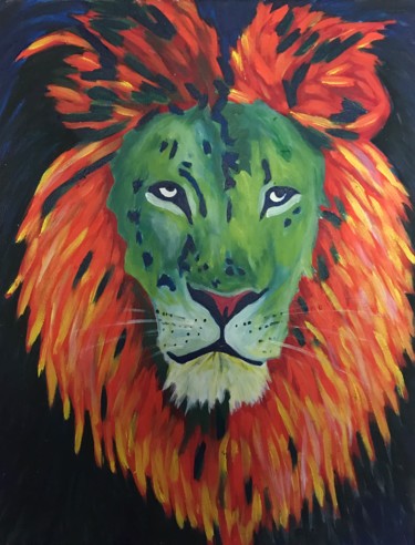 Painting titled "The Lion" by El-Joa, Original Artwork, Acrylic