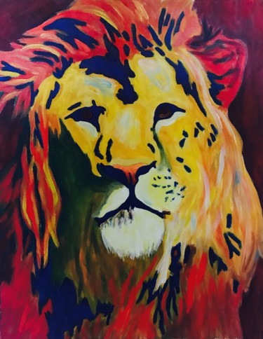 Schilderij getiteld "Lion" door El-Joa, Origineel Kunstwerk