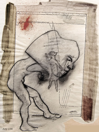 Zeichnungen mit dem Titel "Crouching Figure: K…" von Wilf Tilley, Original-Kunstwerk, Öl