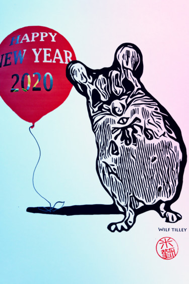 Printmaking titled "The Year Of The Rat…" by Wilf Tilley, Original Artwork, Monotype