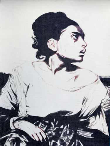 Painting titled "Jeune Orpheline Au…" by Wilf Tilley, Original Artwork, Ink