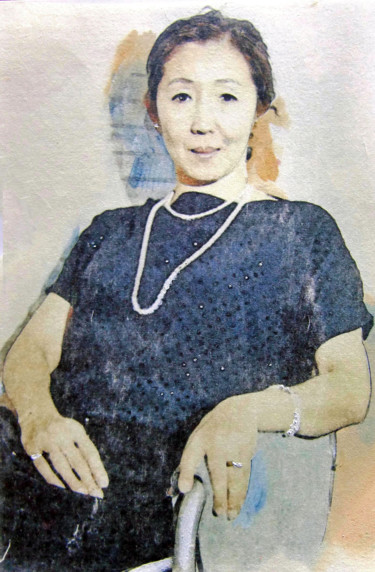 Painting titled "Noriko Wearing A Se…" by Wilf Tilley, Original Artwork, Ink